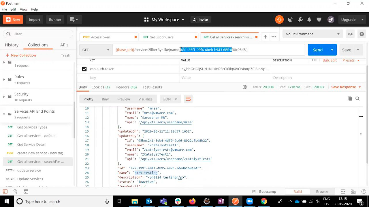 Пример проверки ответа REST API в Postman